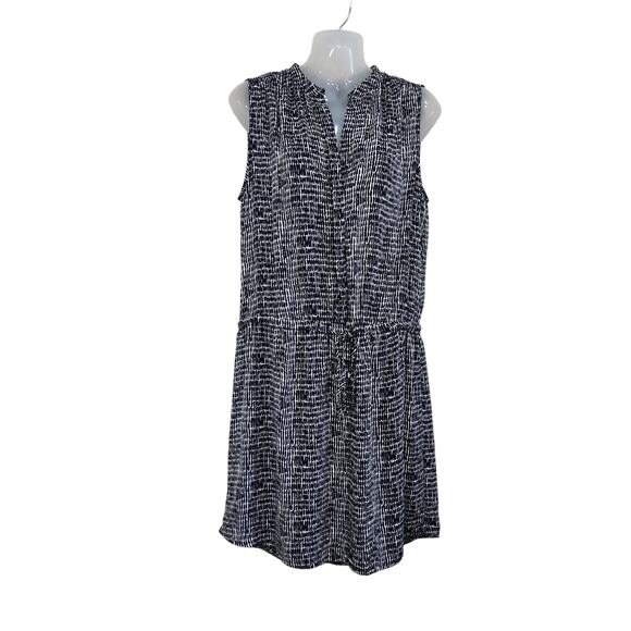 Hilary Radley Sleeveless Split Neck Sheer Tunic Dress Button Front Black Sz 10 - Picture 1 of 10